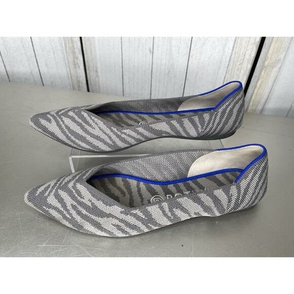 Rothy’s The Point Gray Zebra Pointed Ballet Flats Women’s Size US 8.5 Retired